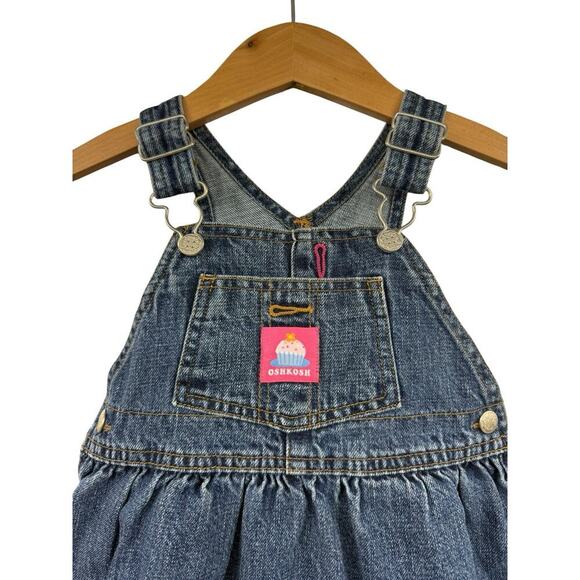Vintage Oshkosh Denim Jumper Overall Dress Baby Girl Cupcake Birthday 24 Months - Picture 2 of 9